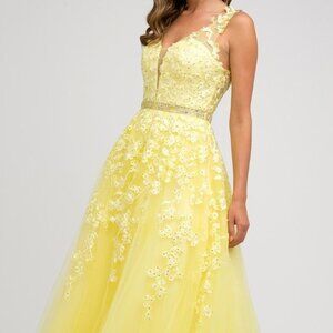 Yellow Evening Formal Party  A Line Dress JT224